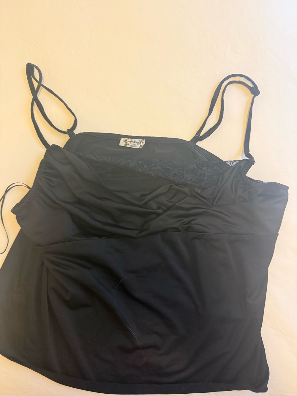 Black Lace-Trim Camisole Tank Top - Free People